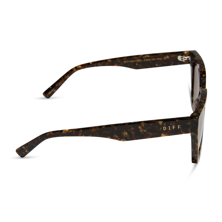 DIFF Eyewear “Amara” Glitter Tortoise Brown Gradient Polarized Sunglasses