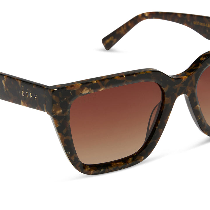 DIFF Eyewear “Amara” Glitter Tortoise Brown Gradient Polarized Sunglasses