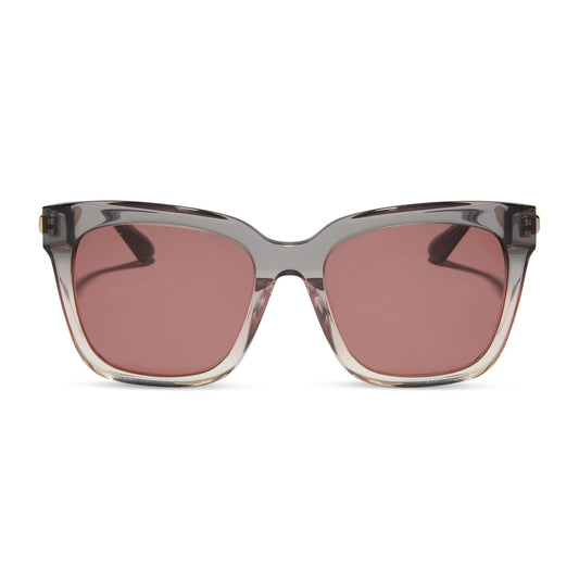 Diff Eyewear "Becky II" Black Smoke to Vintage Rose Crystal Ombre + Mauve Polarized