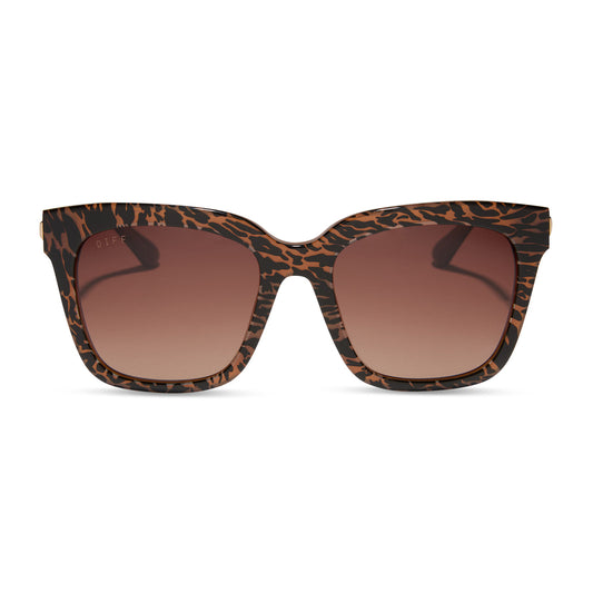 Diff Eyewear "Bella" Animal + Brown Gradient