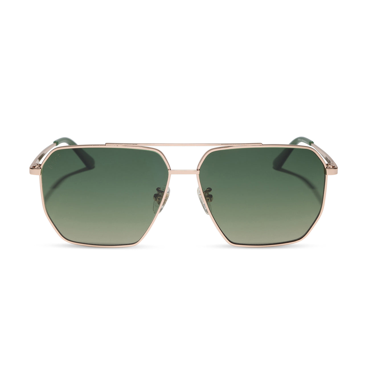 DIFF Eyewear “Berkeley” Champagne Gold Aloe Green Gradient Polarized Sunglasses