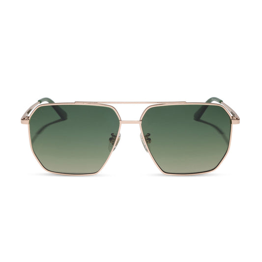 DIFF Eyewear “Berkeley” Champagne Gold Aloe Green Gradient Polarized Sunglasses