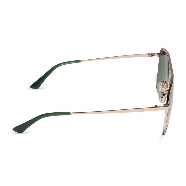 DIFF Eyewear “Berkeley” Champagne Gold Aloe Green Gradient Polarized Sunglasses