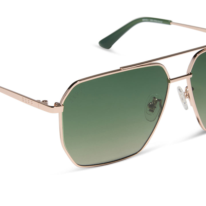 DIFF Eyewear “Berkeley” Champagne Gold Aloe Green Gradient Polarized Sunglasses