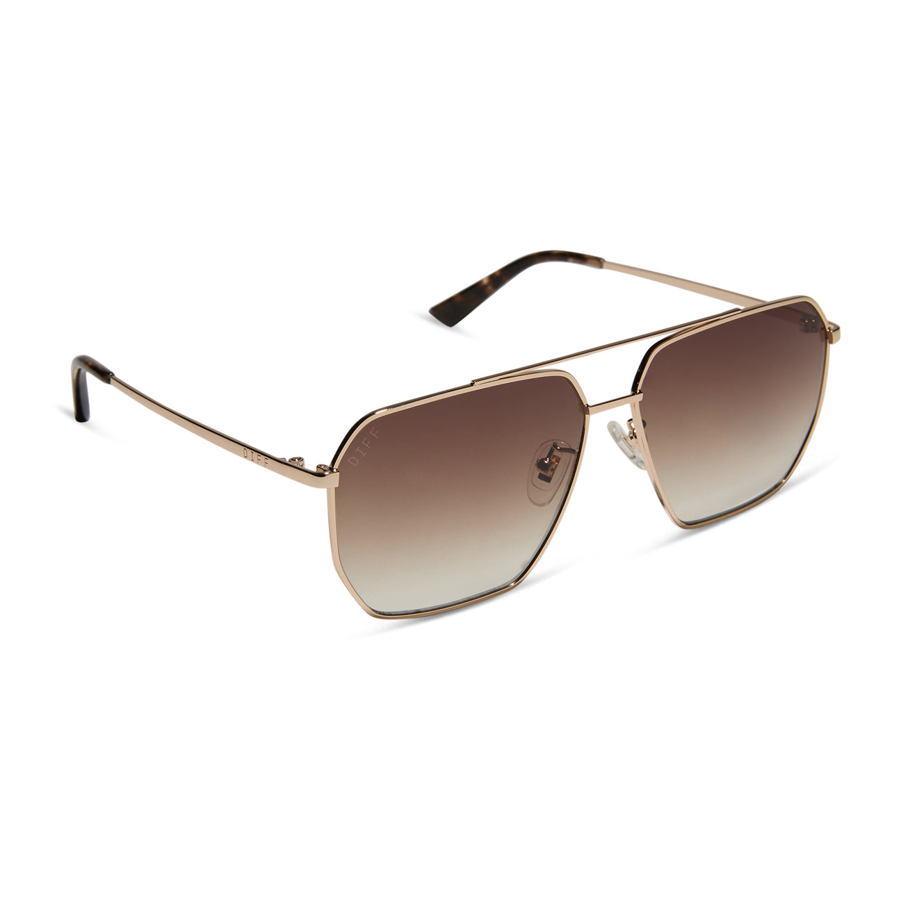 Diff Eyewear "Berkely" Gold + Brown Gradient Polarized Sunglasses