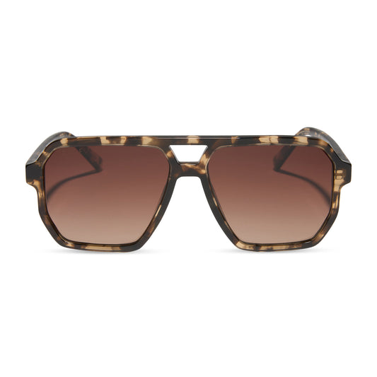DIFF Eyewear "Cameron"  Espresso Tortoise Brown Gradient Polarized Sunglasses