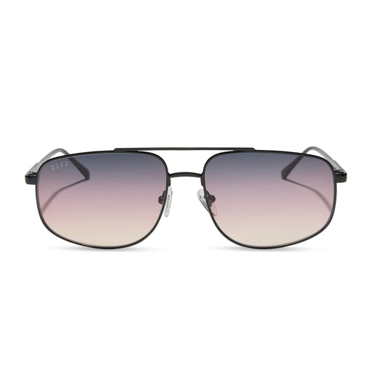 DIFF Eyewear “Charley” Shiny Black Twilight Gradient Sunglasses