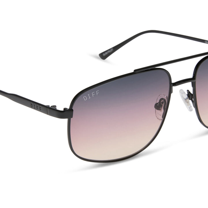 DIFF Eyewear “Charley” Shiny Black Twilight Gradient Sunglasses