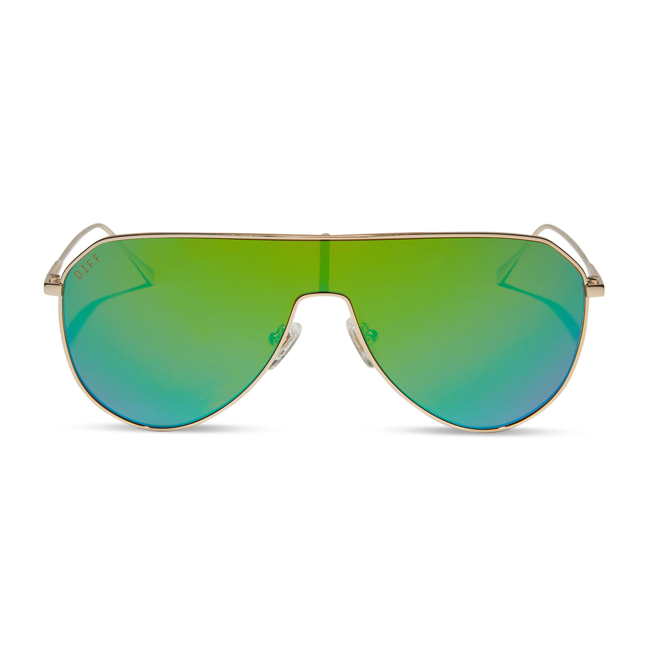 Diff Eyewear "Dash" Shield Gold + Green Mirror