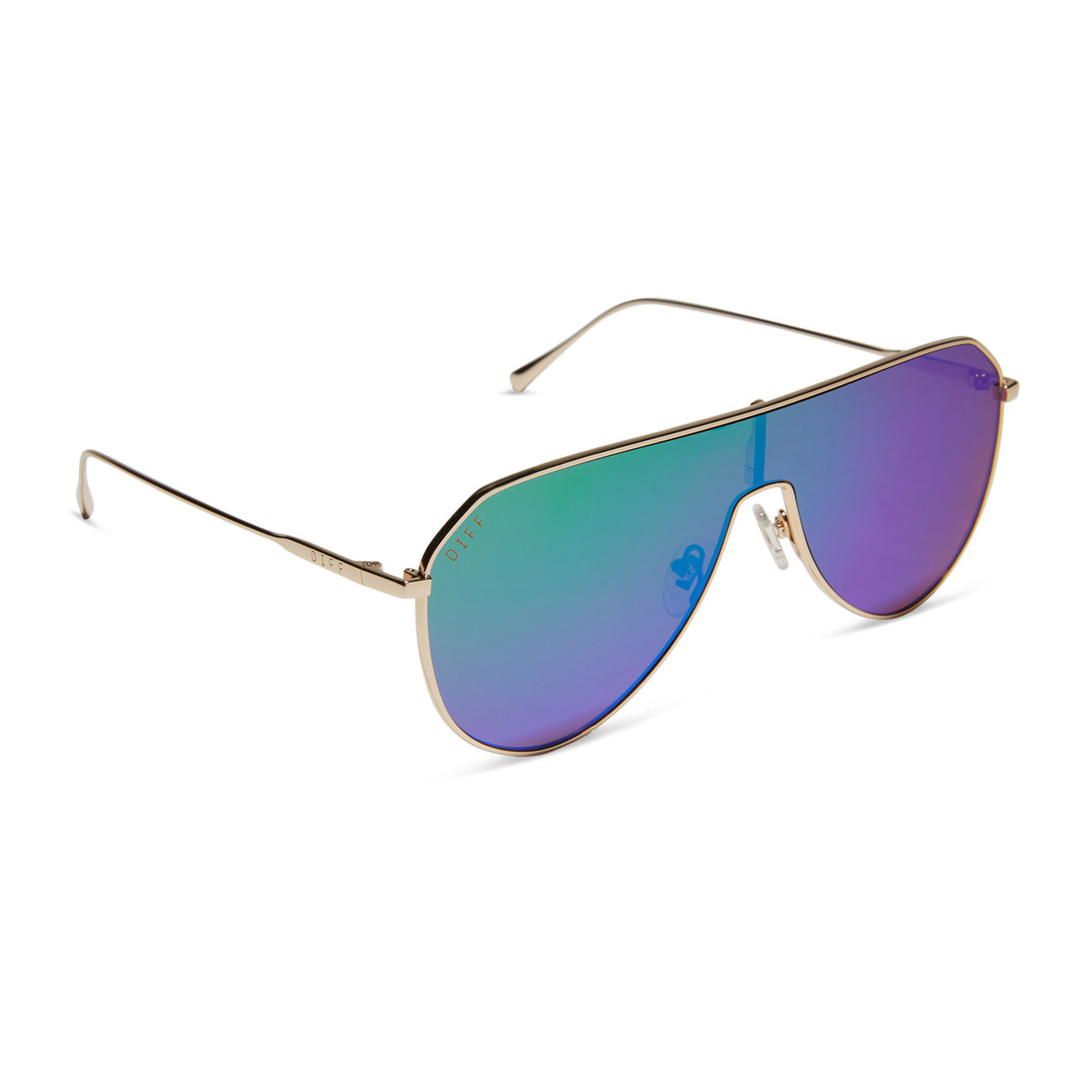 Diff Eyewear "Dash" Shield Gold + Green Mirror