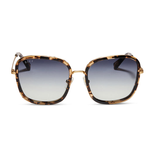 DIFF Eyewear Genevive Espresso Tortoise Grey Gradient Sunglasses
