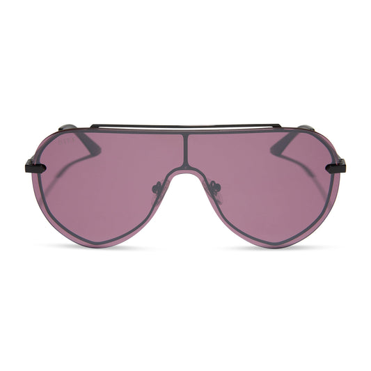 DIFF Eyewear “Imani” Black Aubergine Silver Flash Sunglasses