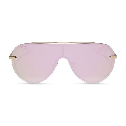 DIFF Eyewear “Imani” Gold & Cherry Blossom Mirror