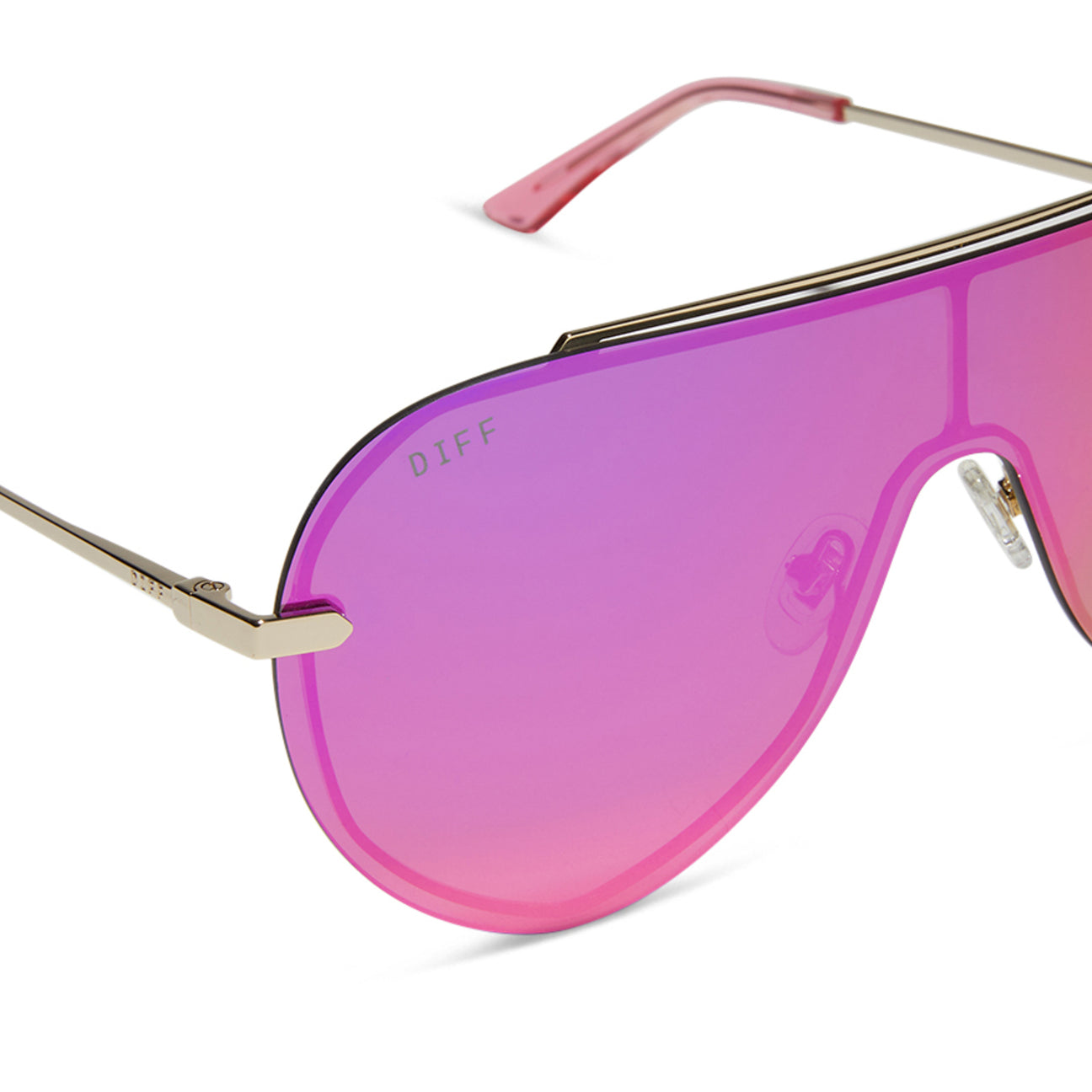 DIFF Eyewear “Imani” Gold & Pink Rush Mirror Lens Sunglasses