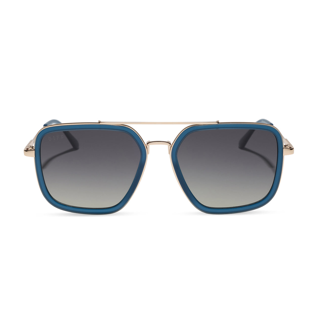 Diff Eyewear “Jordan”  Clubhouse Blue Gold Grey Gradient Polarized Sunglasses
