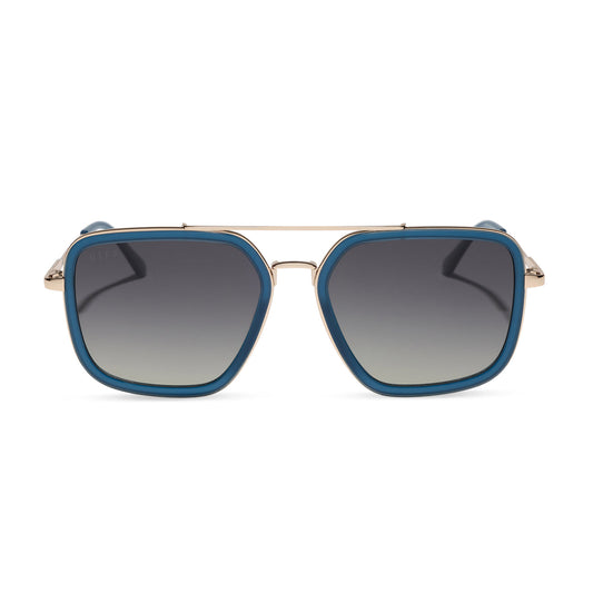 Diff Eyewear “Jordan”  Clubhouse Blue Gold Grey Gradient Polarized Sunglasses