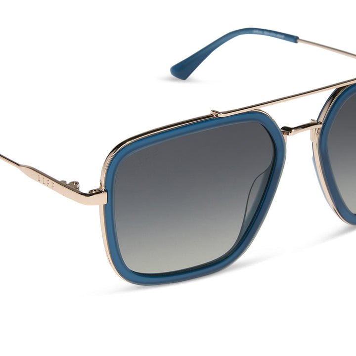 Diff Eyewear “Jordan”  Clubhouse Blue Gold Grey Gradient Polarized Sunglasses