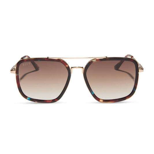 DIFF Eyewear "Jordan" Confetti Tortoise Brown Gradient Sunglasses