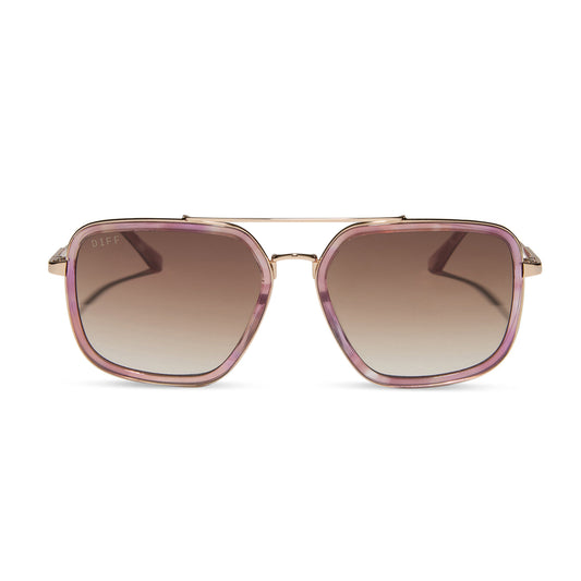 Diff Eyewear Jordan Gold Fleur Tort Temple Tips Brown Gradient