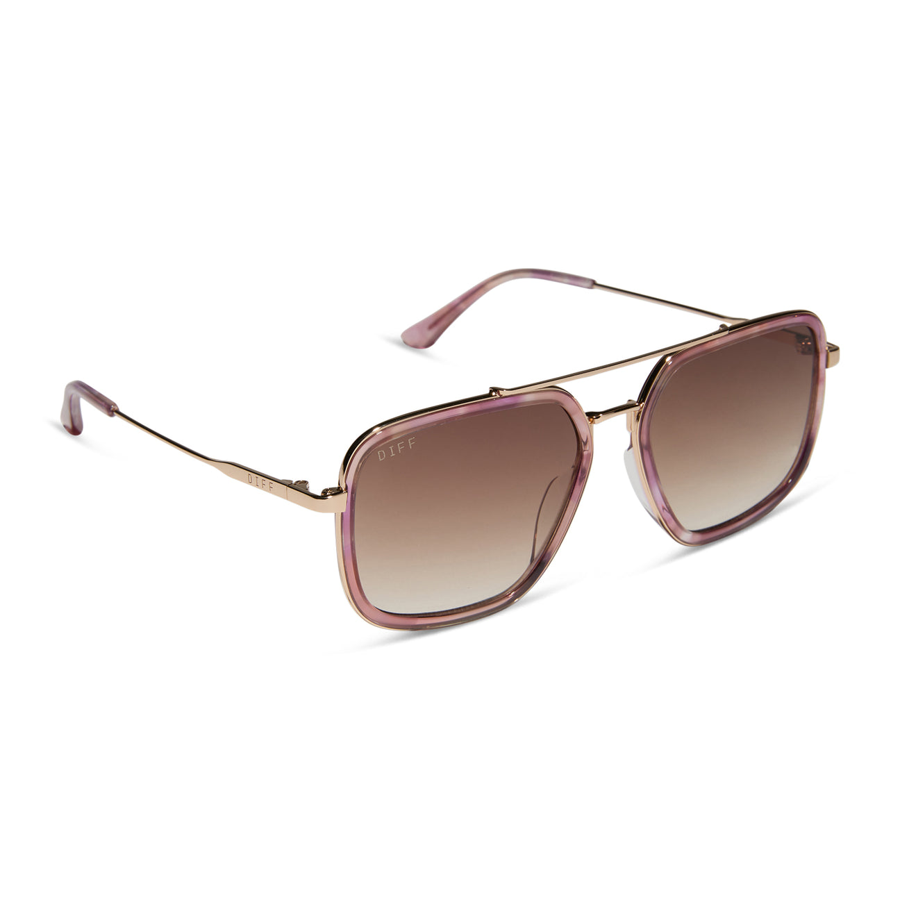 Diff Eyewear Jordan Gold Fleur Tort Temple Tips Brown Gradient