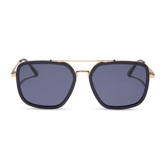 DIFF Eyewear “Jordan” Gold Royal Temple Tips Midnight Polarized Sunglasses
