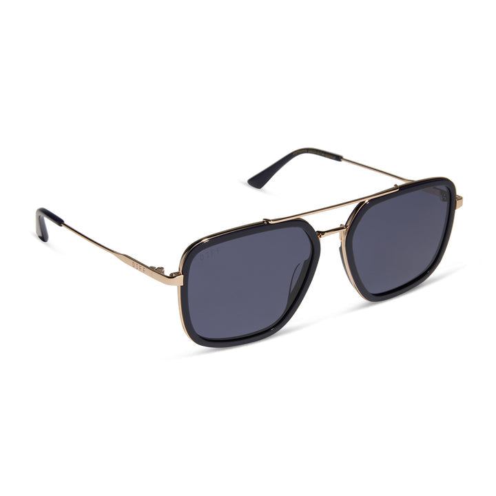 DIFF Eyewear “Jordan” Gold Royal Temple Tips Midnight Polarized Sunglasses