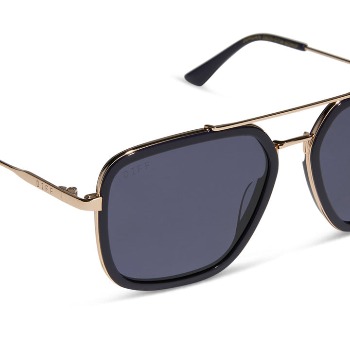 DIFF Eyewear “Jordan” Gold Royal Temple Tips Midnight Polarized Sunglasses