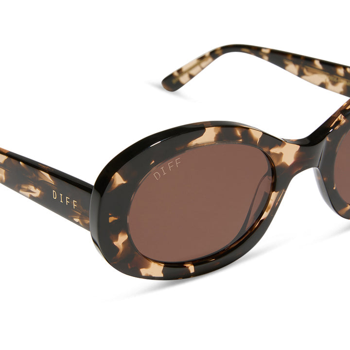 DIFF Eyewear "Lainey"  Espresso Tortoise Oval Sunglasses