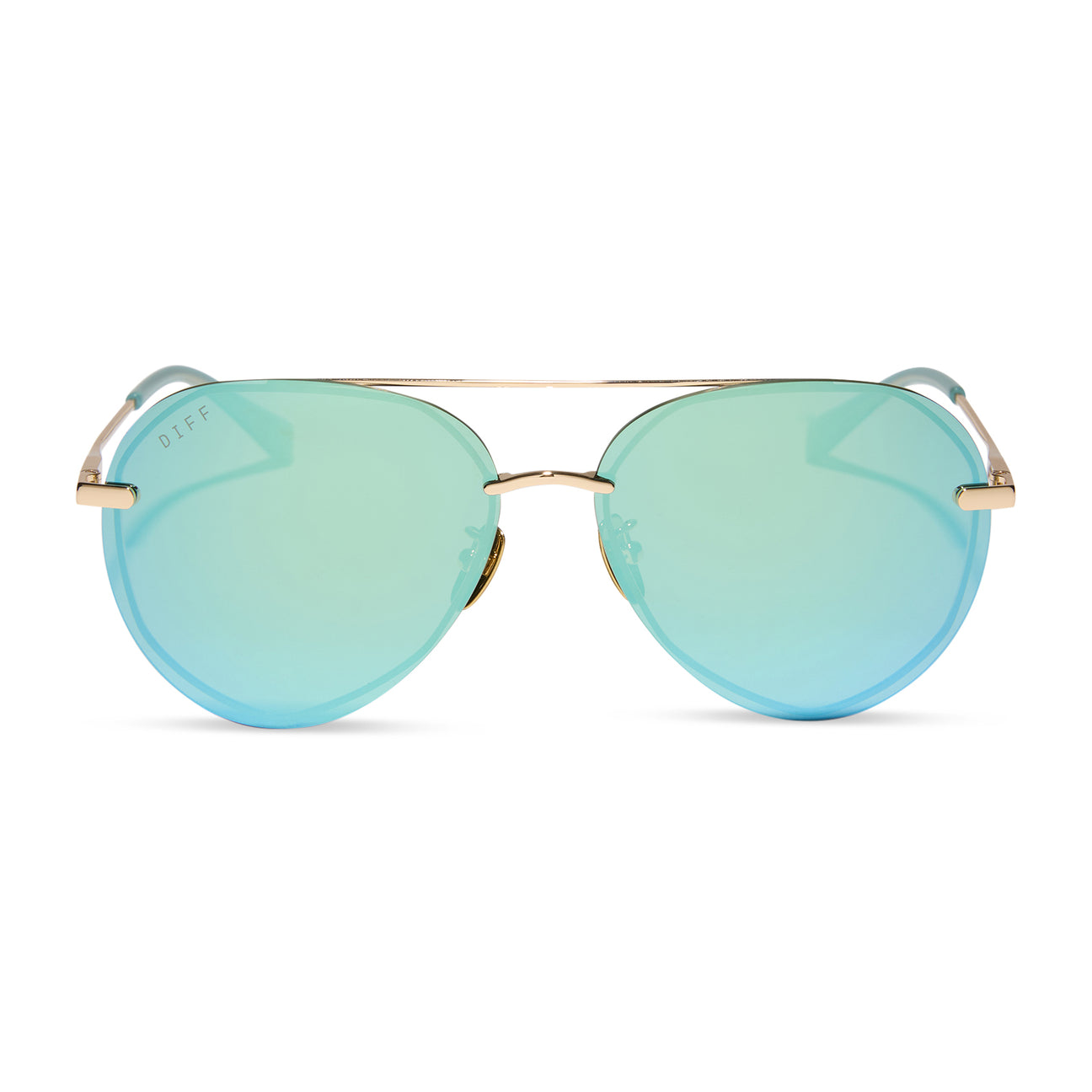 DIFF Eyewear “Lenox” - Gold Aquatic Awe Mirror Sunglasses