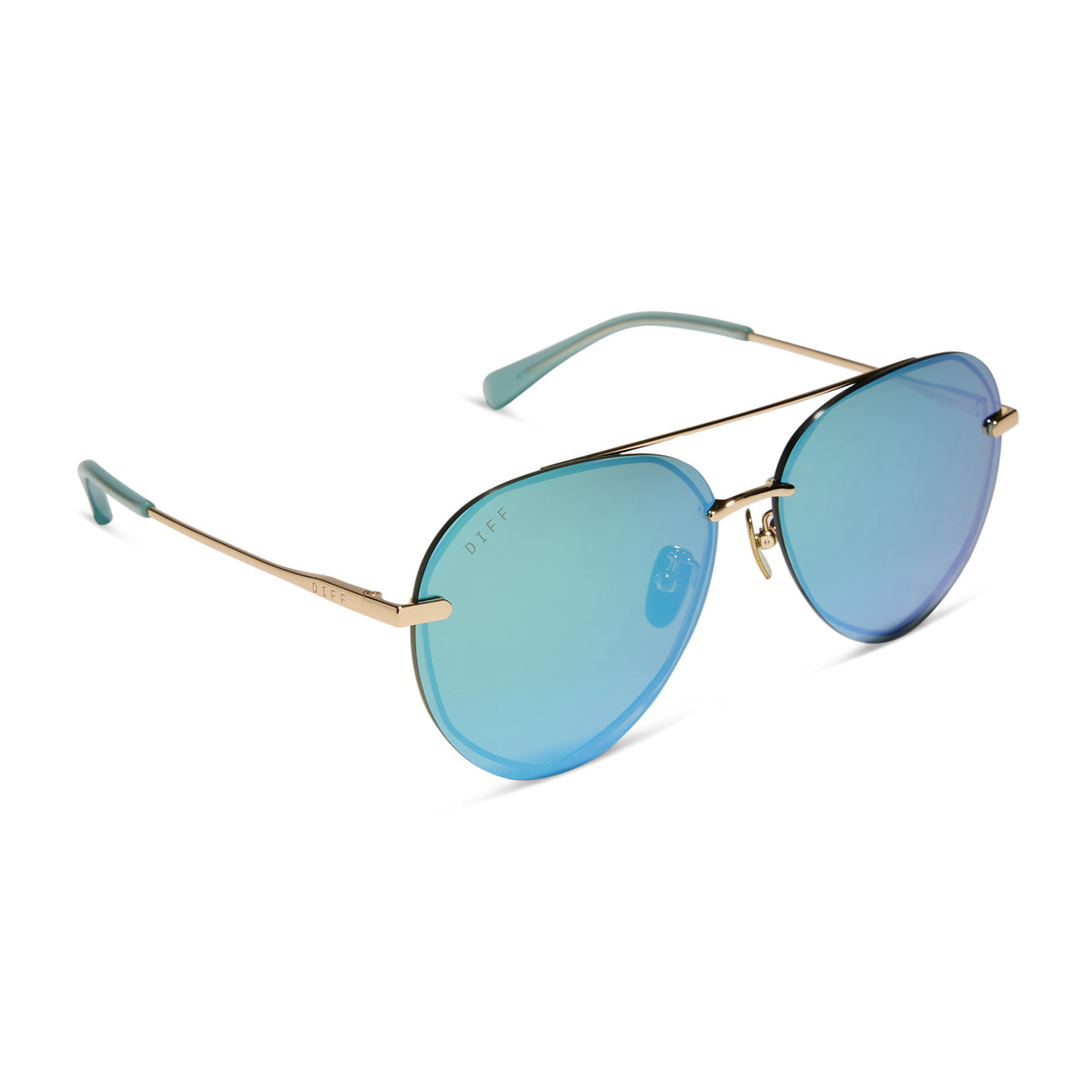 DIFF Eyewear “Lenox” - Gold Aquatic Awe Mirror Sunglasses