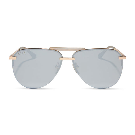 DIFF Eyewear “Tahoe” Gold Silver Chrome Mirror Sunglasses