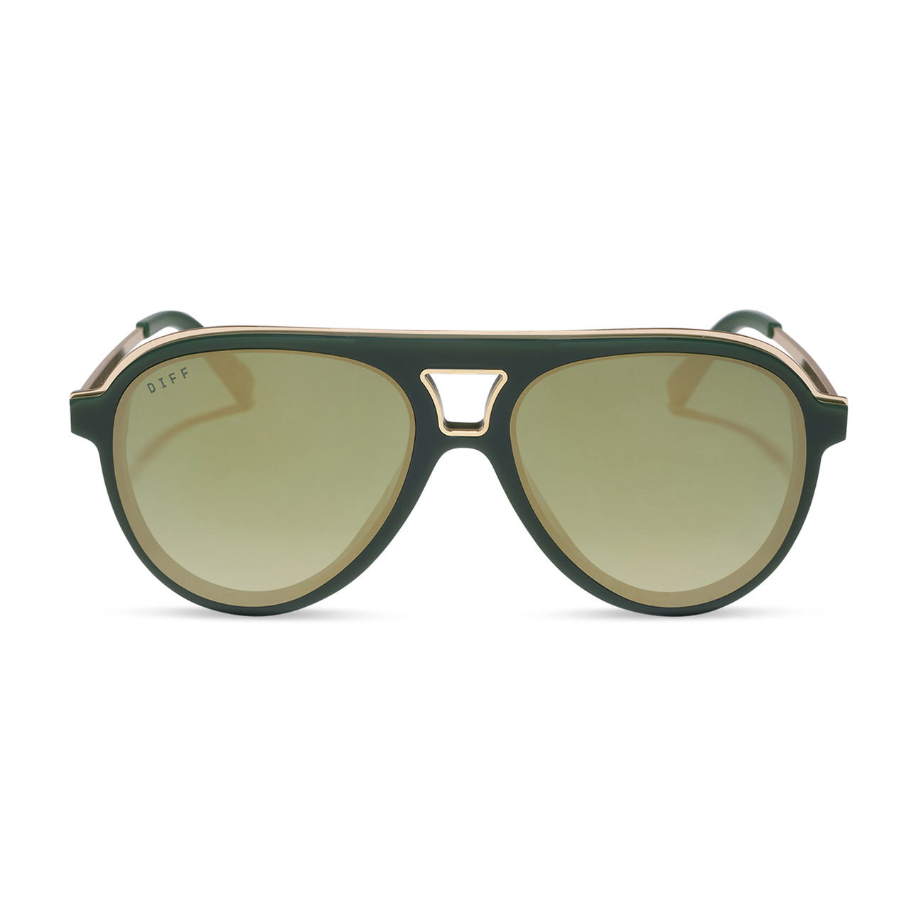 DIFF Eyewear “Tosca III”  Fairway Green Aloe Green Gradient Light Gold Flash Sunglasses