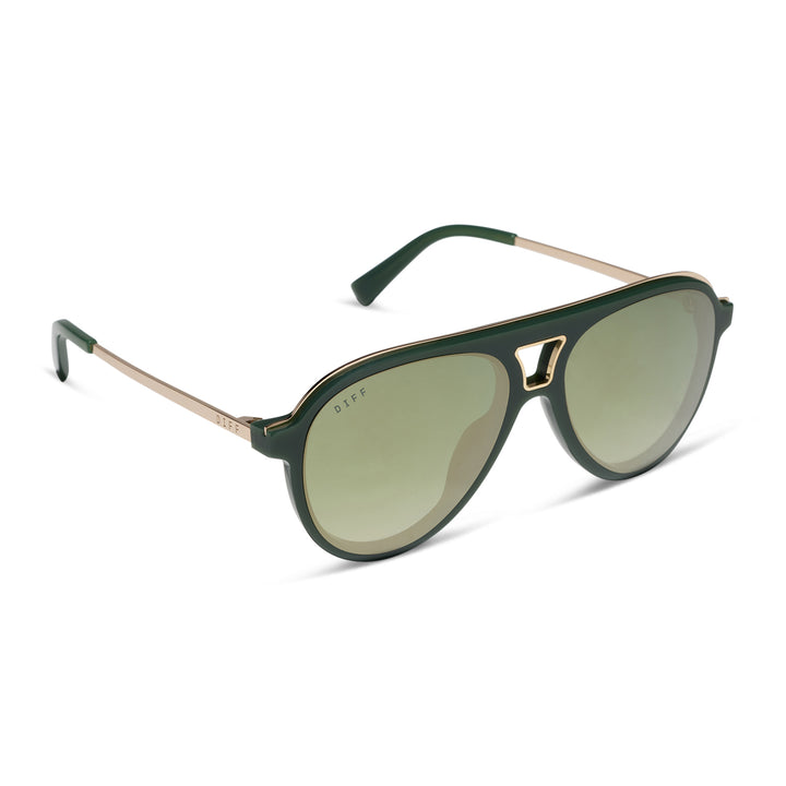 DIFF Eyewear “Tosca III”  Fairway Green Aloe Green Gradient Light Gold Flash Sunglasses