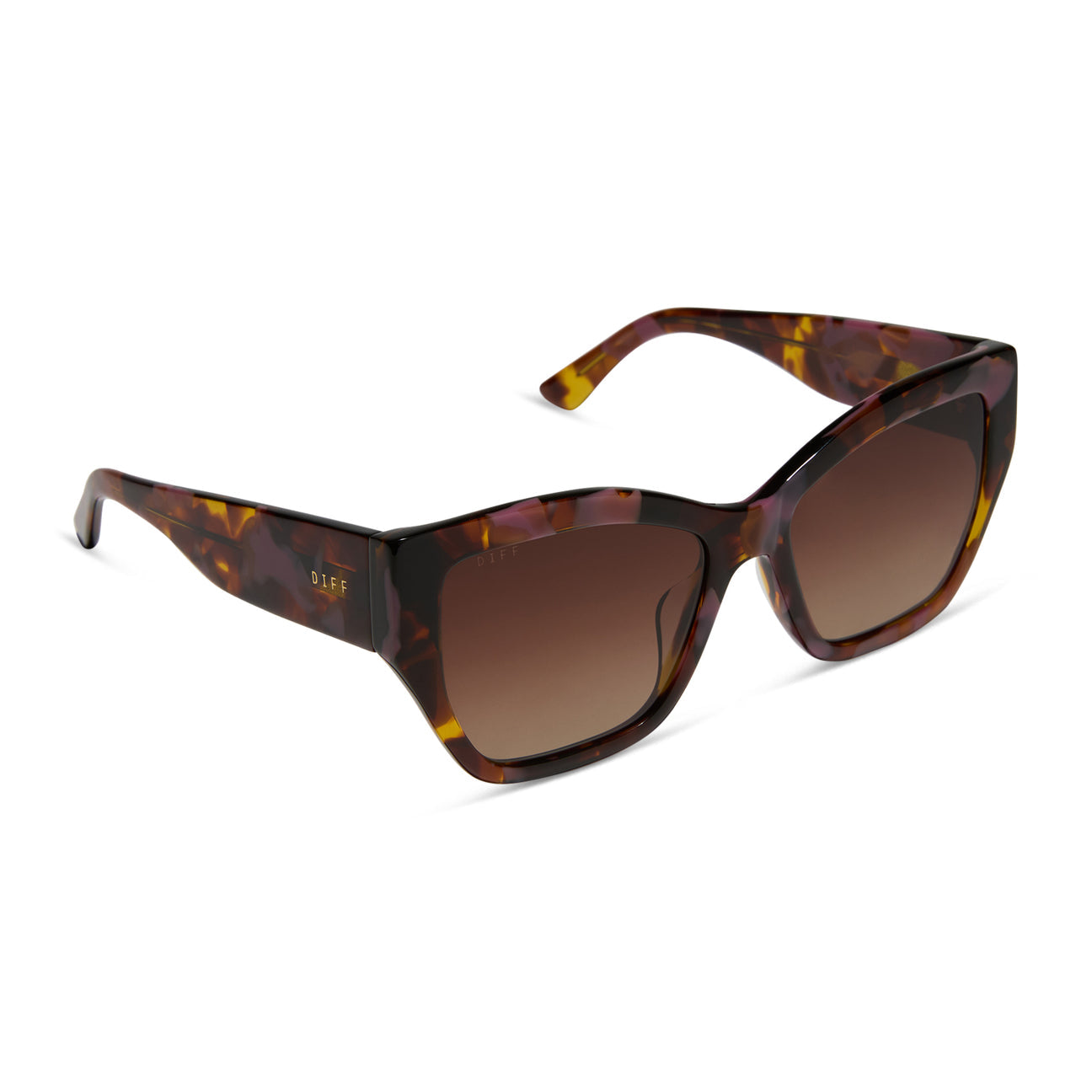 Diff Eyewear “Torino” Tortoise Brown Gradient Sunglasses