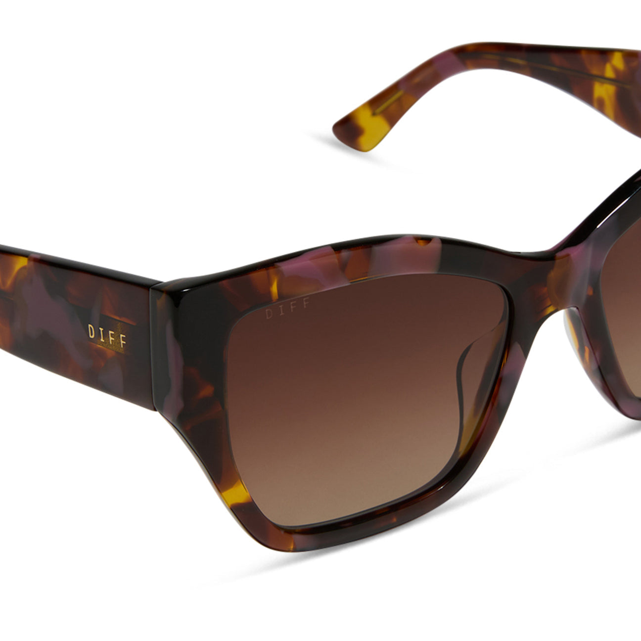 Diff Eyewear “Torino” Tortoise Brown Gradient Sunglasses