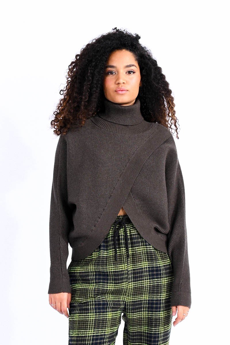 Lili Sidonio Turtleneck Knitted Sweater-Khaki