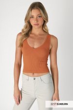 Niki Biki V-Neck Ribbed Crop Top-17 Colors