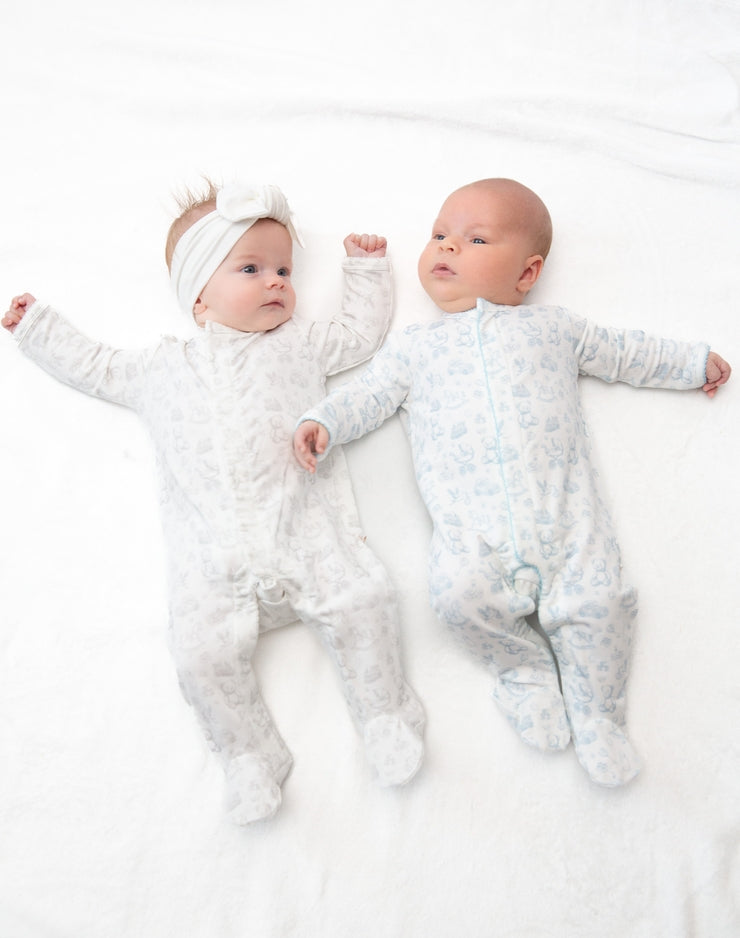 Bei Bei Snap Romper-Blue Toile