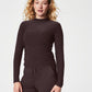 Spanx SPANX® SoftStretch Long Sleeve Mockneck Top- Truffle Brown Heather