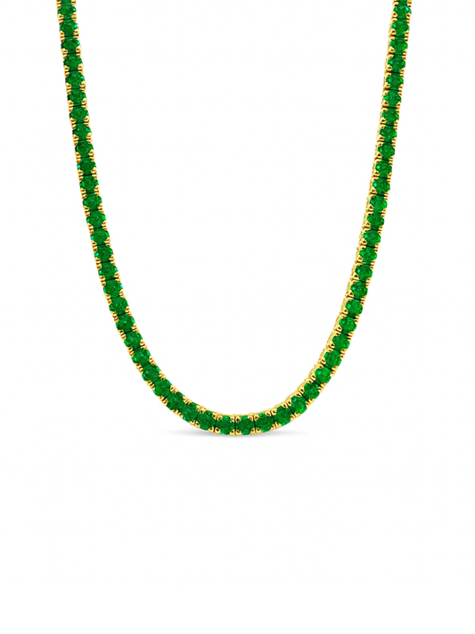LeMel Emerald CZ Tennis Necklace-16"
