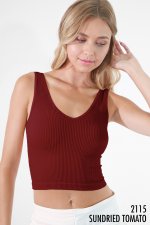 Niki Biki V-Neck Ribbed Crop Top-17 Colors