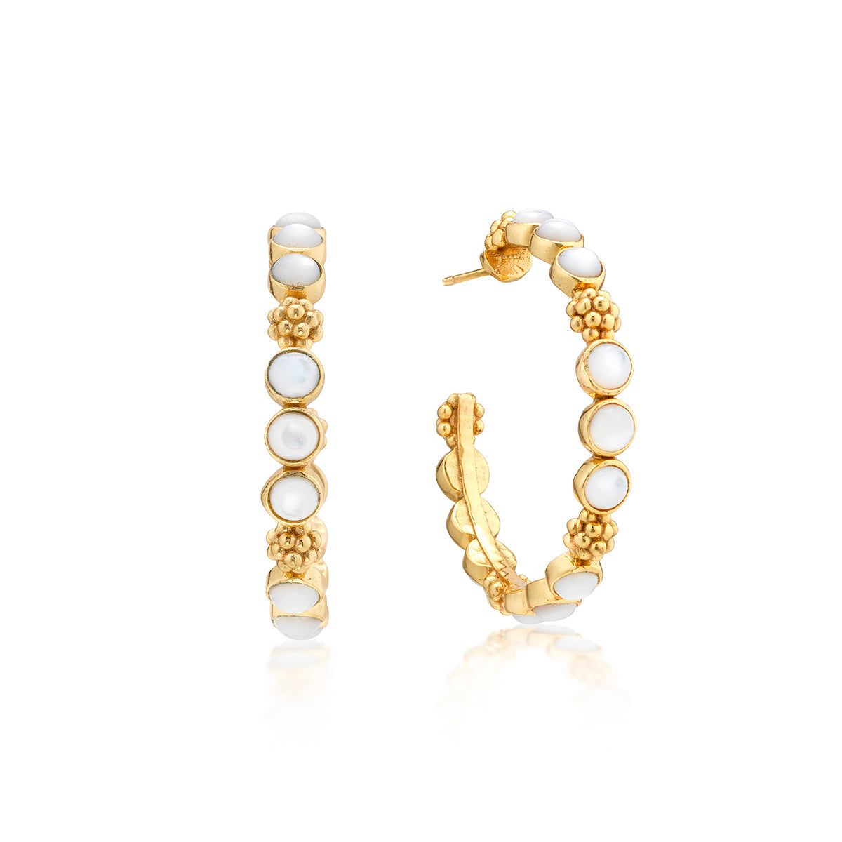 Capucine de Wulf “Berry Gem” Medium Hoop Earrings-MOP