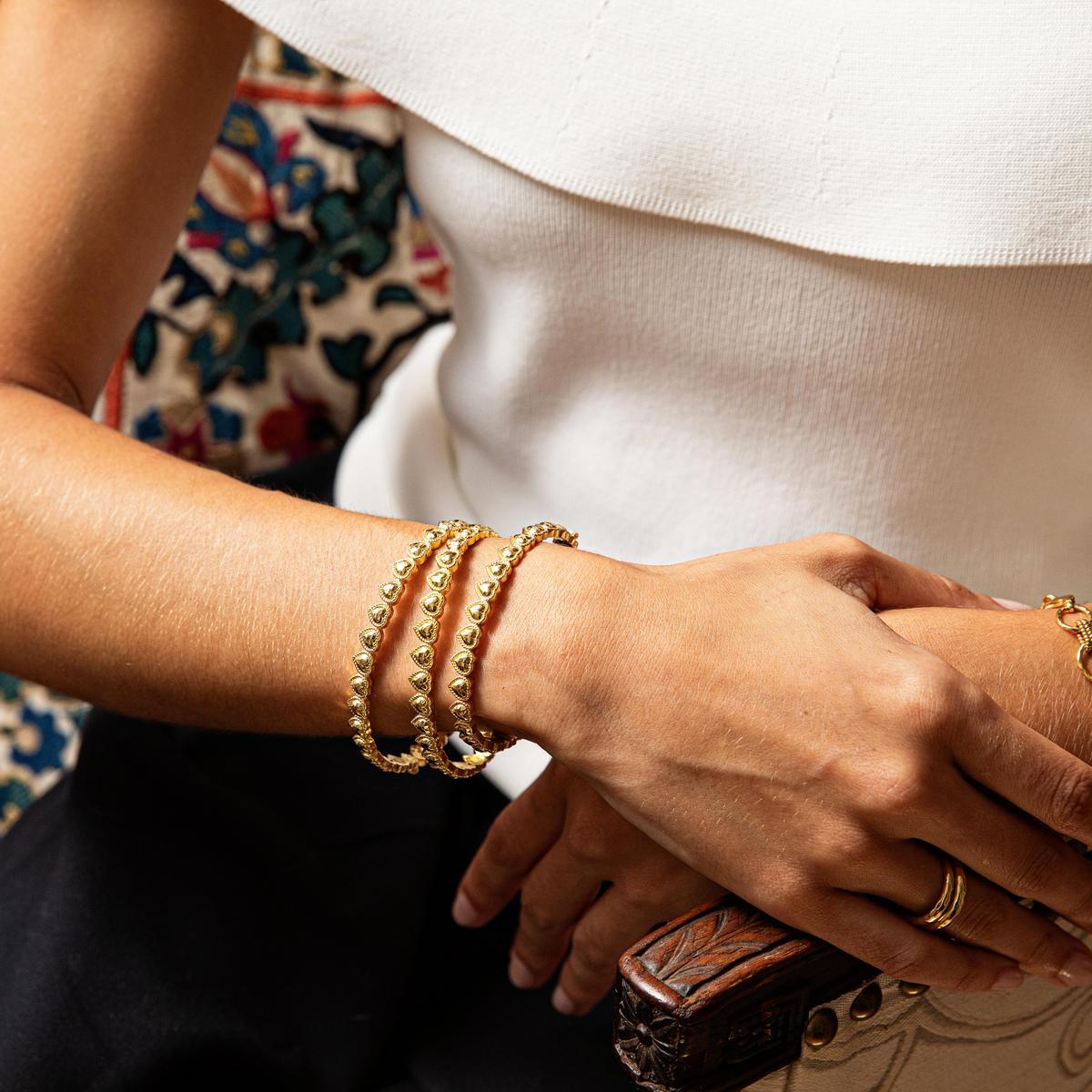 Capucine de Wulf “Love” Petite Hinged Bangle-Gold