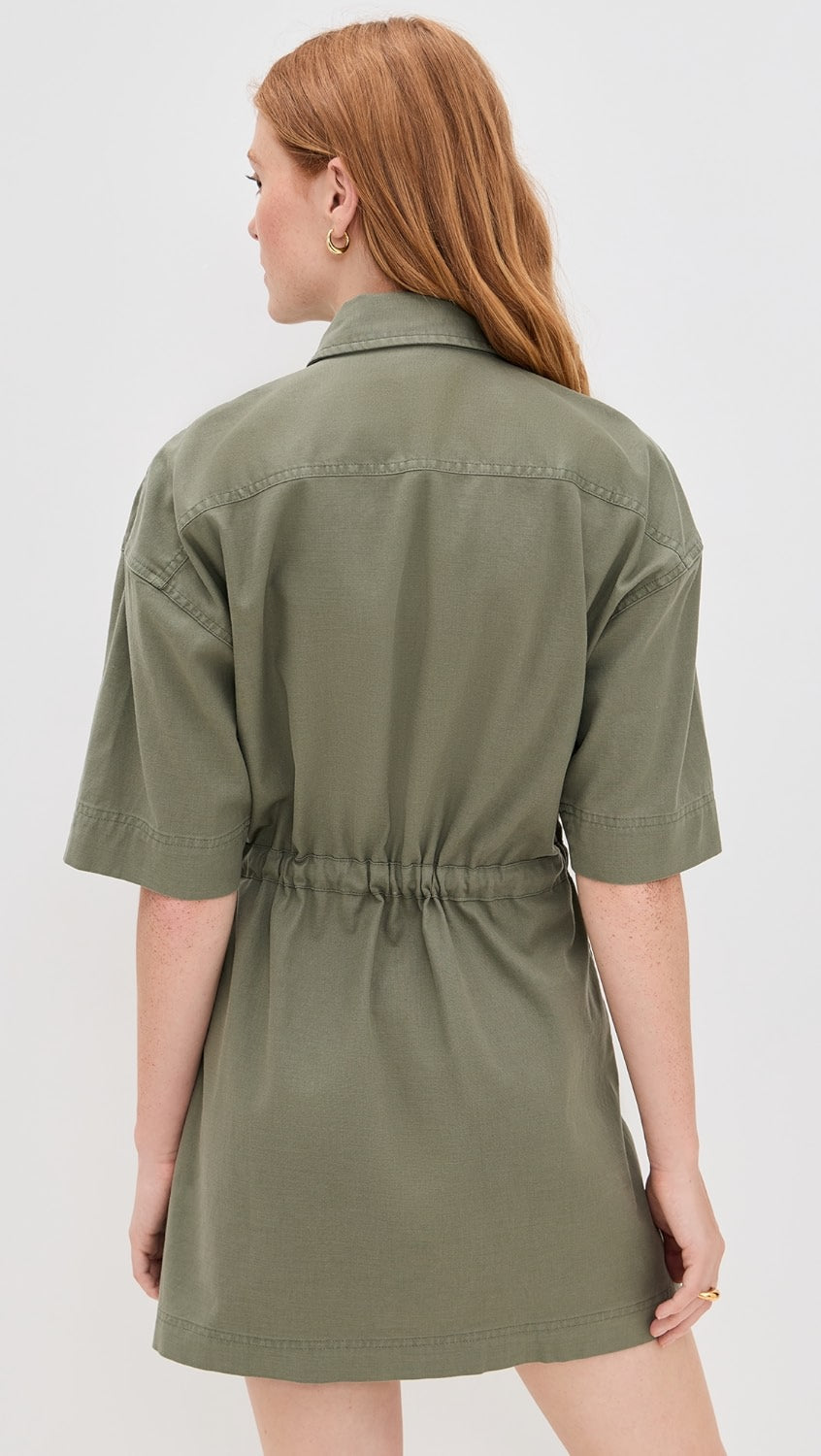 Faherty Utility Twill Mini Sundress-Coastal Sage
