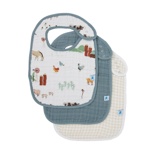 Little Unicorn Cotton Muslin Classic Bib 3 Pack - Farmyard