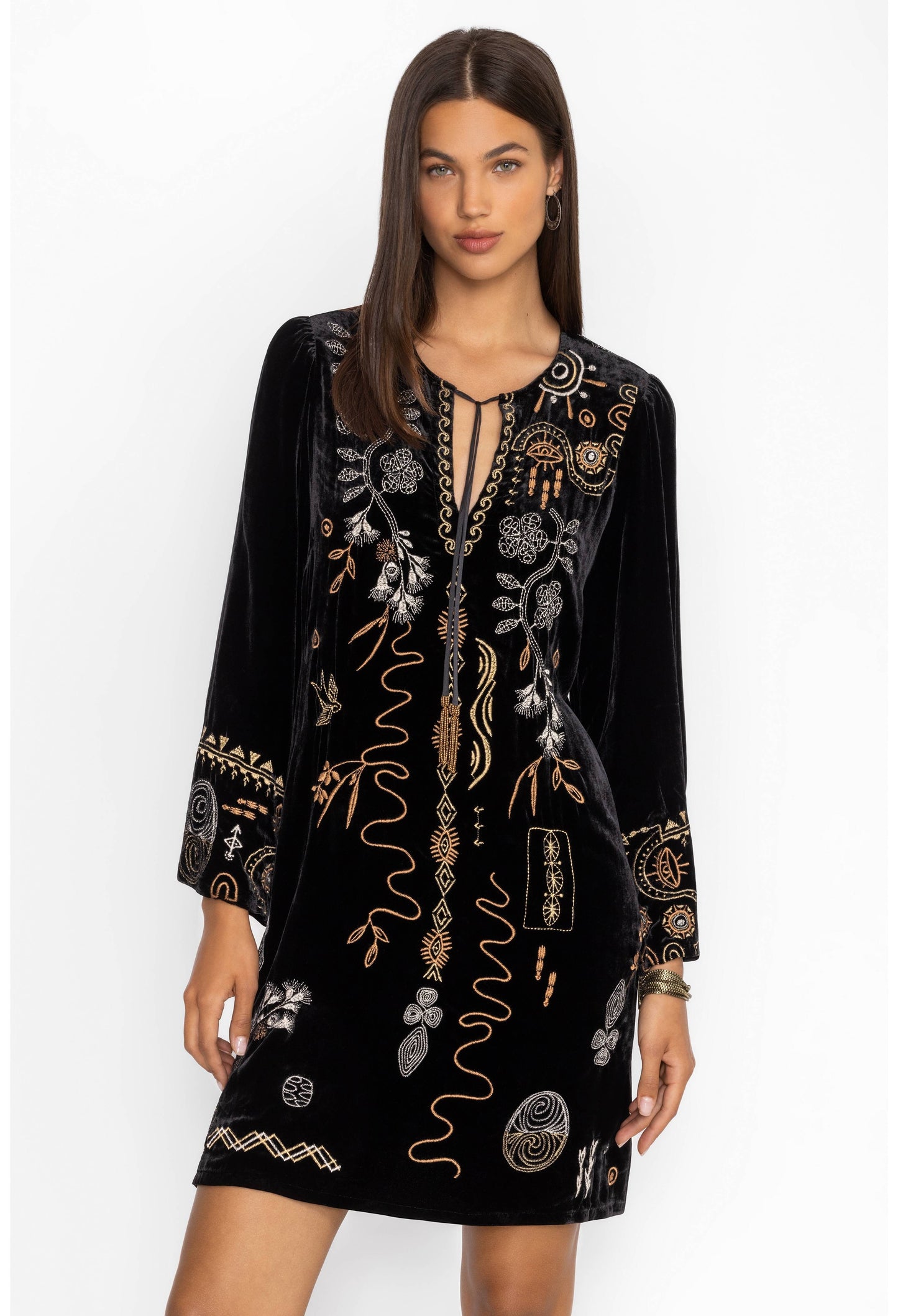 Johnny Was Jenai Kimono Relaxed Sleeve Dress-Black