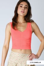 Niki Biki V-Neck Shirred Top-Camellia