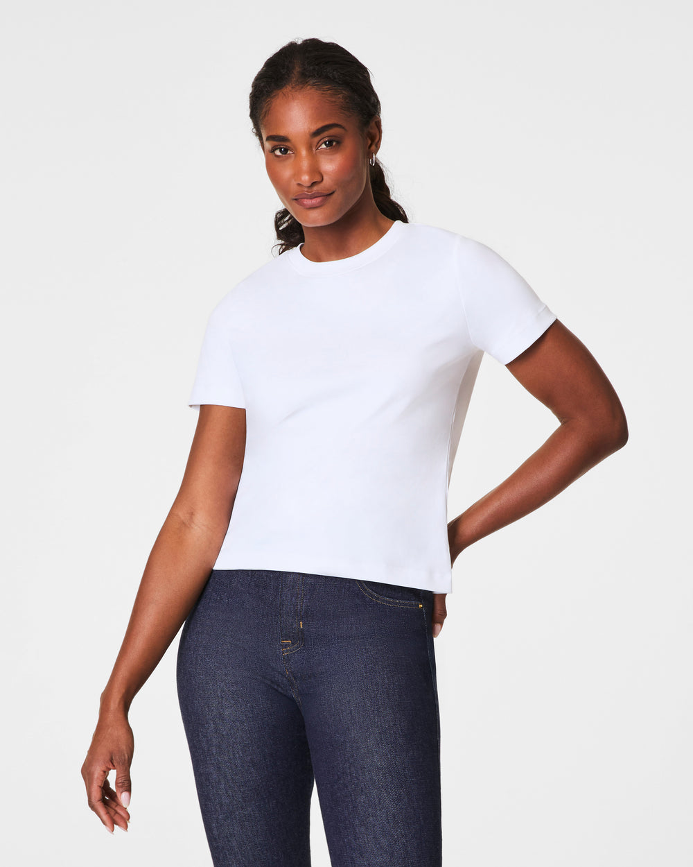 Spanx Cool Cotton Crewneck Tee-Classic White