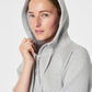 Spanx AirEssentials Full Zip Hoodie- Light Heather Grey