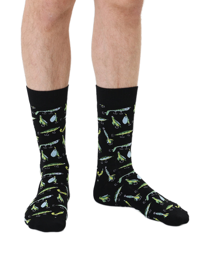 Living Royal Men's Bamboo Crew Socks-Fishing Lures